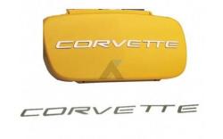 Corvette text i polerad rostfritt fram/bak 97-04