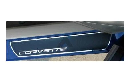 Tröskelskydd svart/aluminum Corvette text 05-13