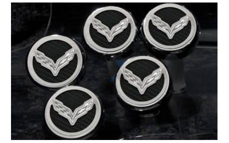 14-16 Auto Engine Cap Covers Cross Flags Emblem