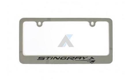 14-16 Chrome License Plate Frame Stingray Emblem