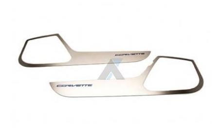 14-16 Stainless Door Guards w/Corvette Script