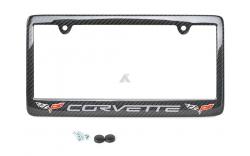 Regplåthållare i kolfiber med Corvette logo 05-13