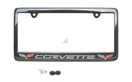 Regplåthållare i kolfiber med Corvette logo 05-13